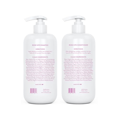 2025 Shampoo and Conditioner Set for Stronger Hair – Vegan  Clinically Tested Biotin Shampoo with Nourishing Oils and Vitamins – Rose Hips 14oz (Pack of 2)