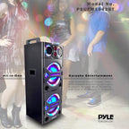 Portable Bluetooth PA Speaker System – 2000W Active powered Outdoor Bluetooth Speaker Portable PA System w Microphone In, Party Lights, USB SD Card Reader, AUXRCAFM Radio, Wheels