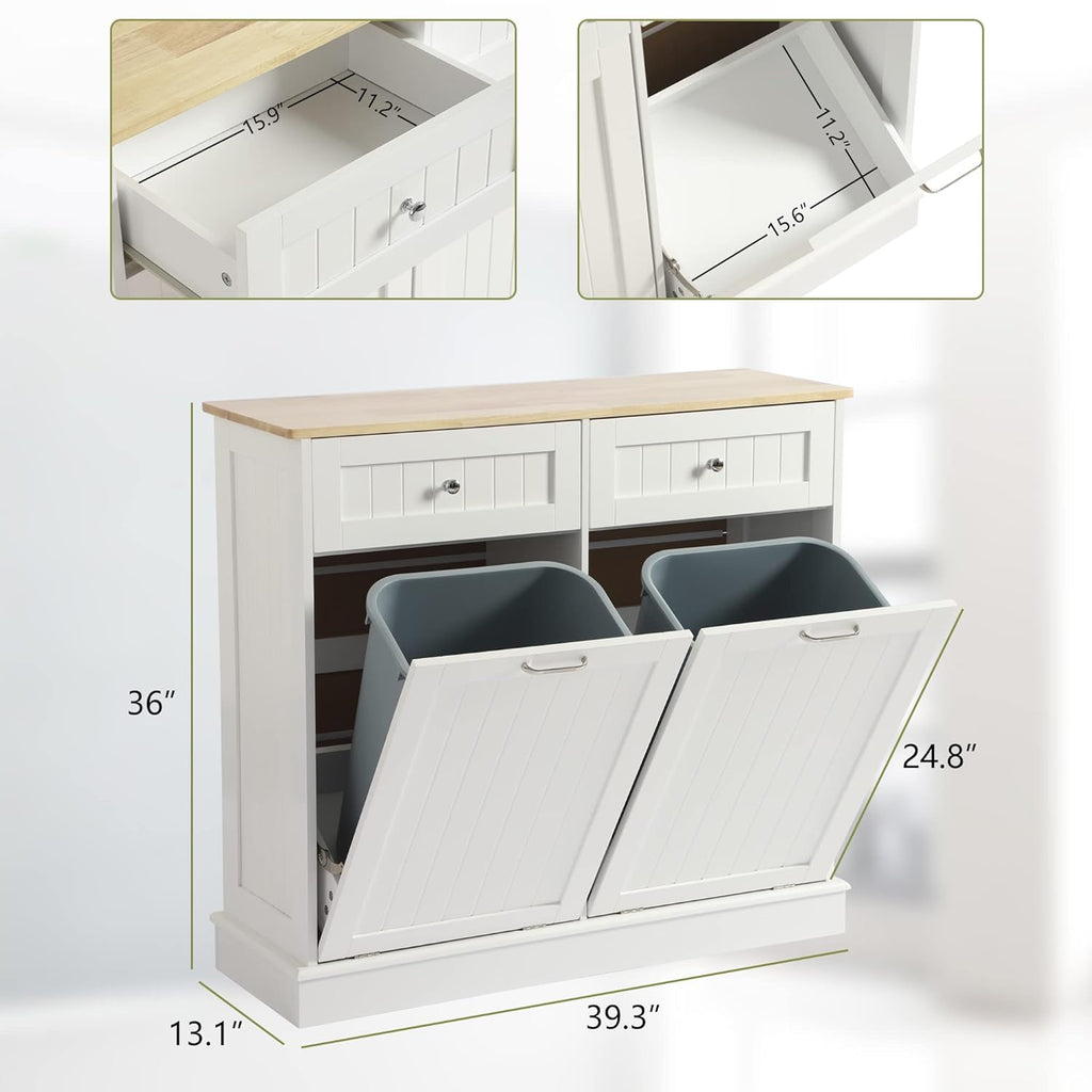 LOUVIXA Tilt Out Trash Can Cabinet with Double Hidden Trash Can Holder