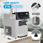 Garvee 2200W Commercial Ice Cream Machine, 3 Flavor Soft Serve Ice Cream Machine, 5.3-7.4 Gal/Hr, with LCD Touch Screen, Automatic Cleaning, High Productivity for Home Snack Bar & Restaurants