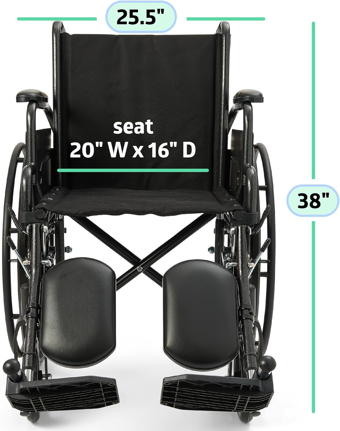 Lightweight Wheelchair for Adults With Swing-Back, Desk-Length Arms, Elevating Leg Rests; 18W" x 16"D Seat
