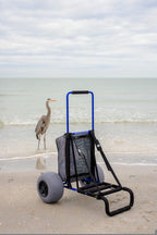 My Beach Cart Heavy Duty Folding Cart with 12′′ Balloon Tires, Aluminum Frame, Adjustable Handle, Large Mesh Bag for Sand