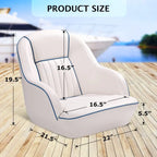 Pontoon Boat Seat, Captains Bucket Boat Seat, Back Folding Boat, Boat Cabin Seating – White & Blue