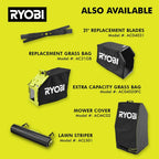 Ryobi 40V HP Brushless 21-in Self-Propelled AWD Lawn Mower – Whisper Series – Includes (2) 6.0Ah Batteries and Charger