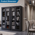 PEUKC Display Cabinet with Glass Doors, Curio Cabinets with 4 Adjustable Shelves