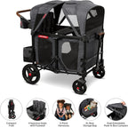 Stroller Wagon, 4 Seater Wagon Stroller for Kids with Low Sides, Baby Stroller Wagon, Quad Stroller