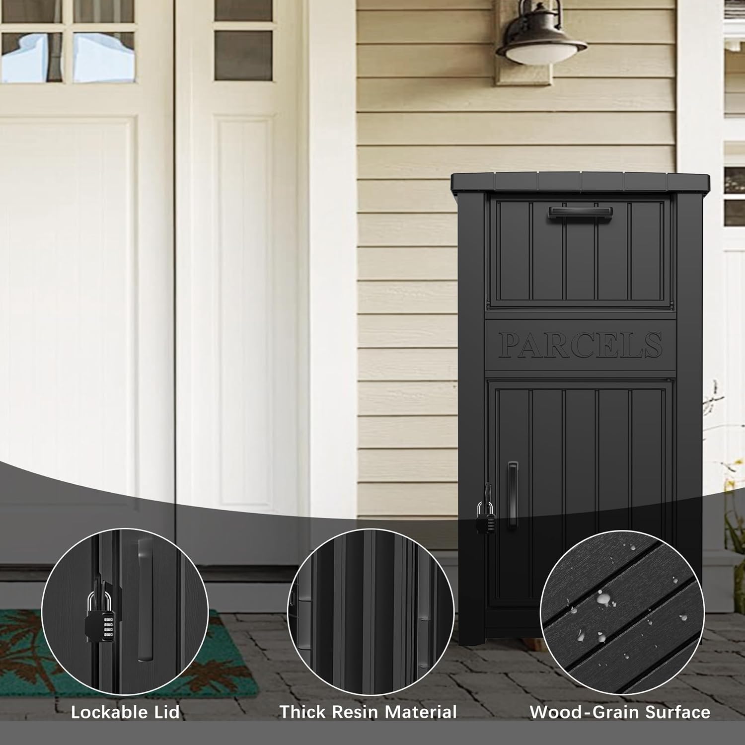 LHBGO Package Delivery Box for Outside, Storage Box with Lockable Secure