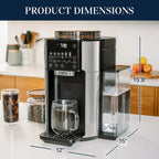 De’Longhi TrueBrew Drip Coffee Maker with Built-in Grinder, Programmable, 6 Brew Sizes, 5 Styles, Stainless Steel, Silver Black