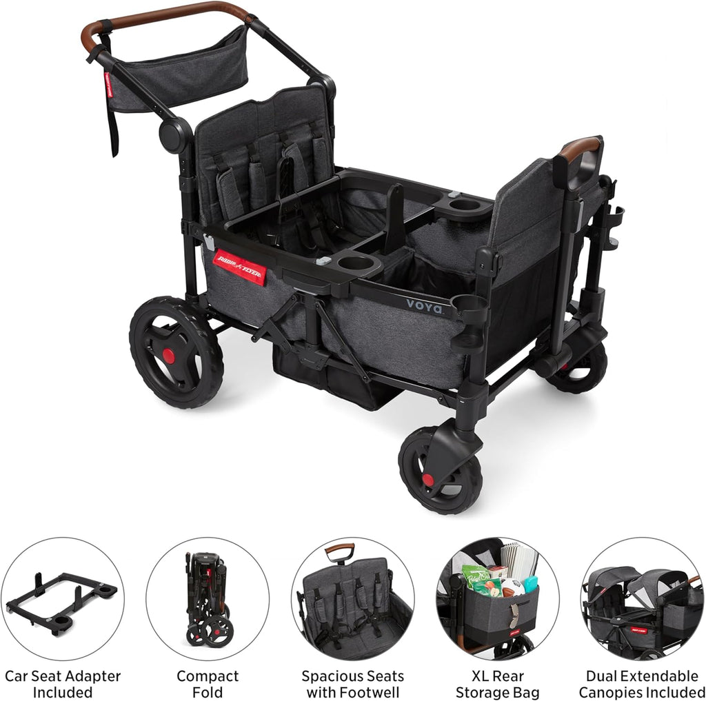 Stroller Wagon, 4 Seater Wagon Stroller for Kids with Low Sides, Baby Stroller Wagon, Quad Stroller