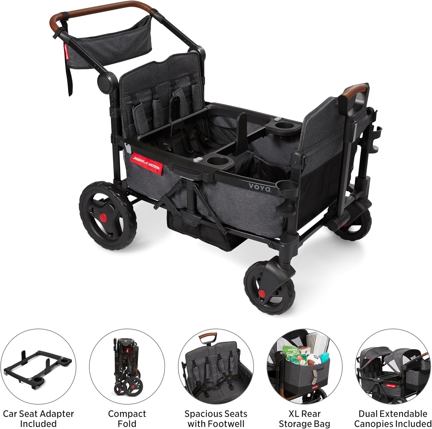 Stroller Wagon, 4 Seater Wagon Stroller for Kids with Low Sides, Baby Stroller Wagon, Quad Stroller