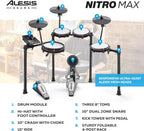 Nitro Max Electric Drum Set with Mesh Pads & Bluetooth