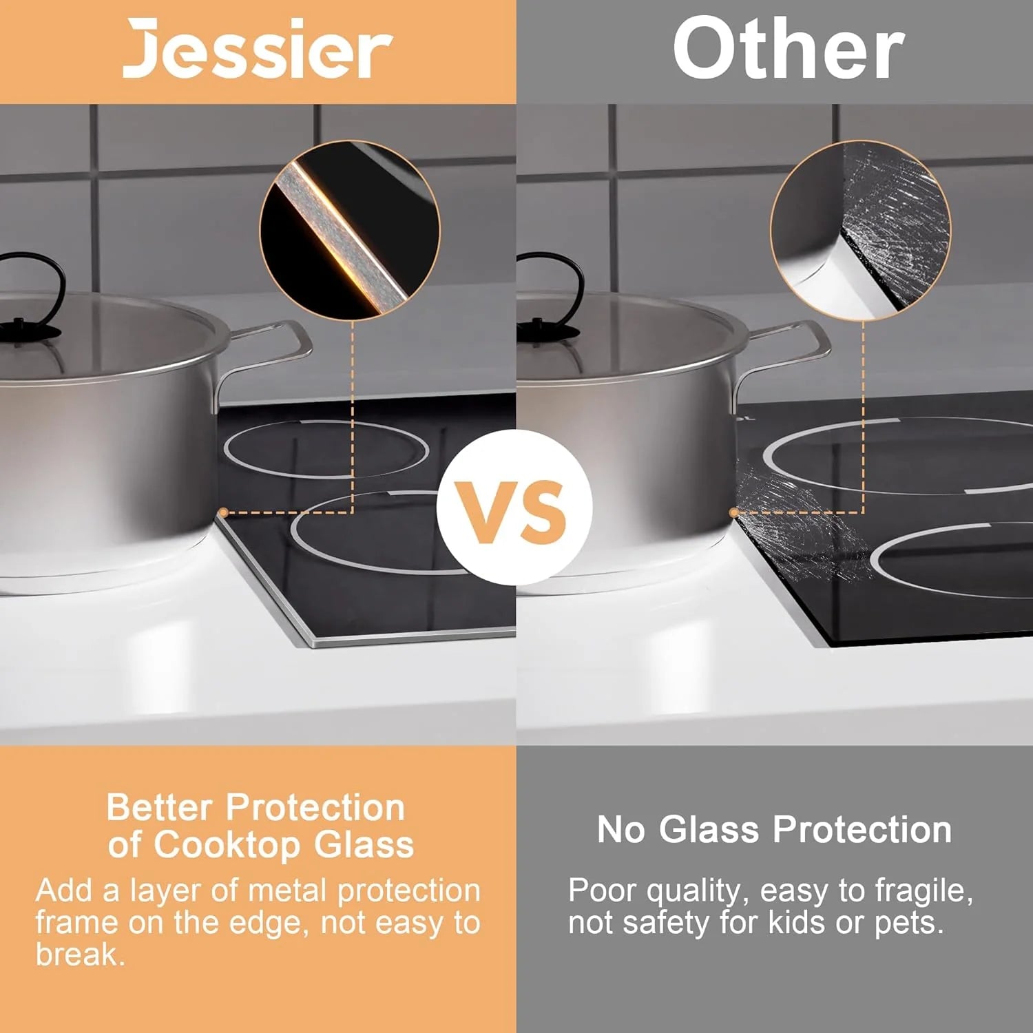 Electric Cooktop 30 Inch - 5 Burners Built-in Ceramic Cooktop, 30" Electric Stove Top with Glass Protection Metal Frame, 9 Heating Level, 8400W, 220-240V for Hard Wire(No Plug)