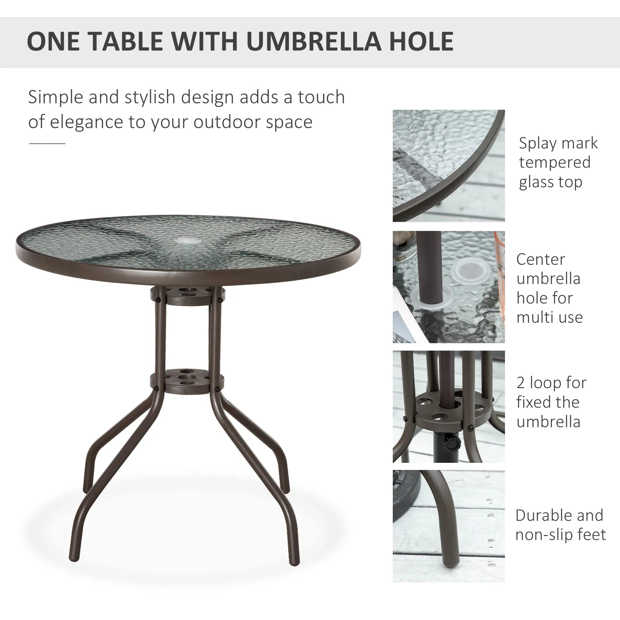 Outsunny 6 Piece Patio Dining Set for 4 with Umbrella