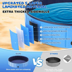 Foldable Dog Swimming Pool, 120"x20" Oversize Collapsable Hard Plastic Potable Bathing Tub for Pet Dog Kiddie Pool Indoor and Outdoor Leakproof PVC Play Pool for Large Dogs Pets Puppy Kids Blue