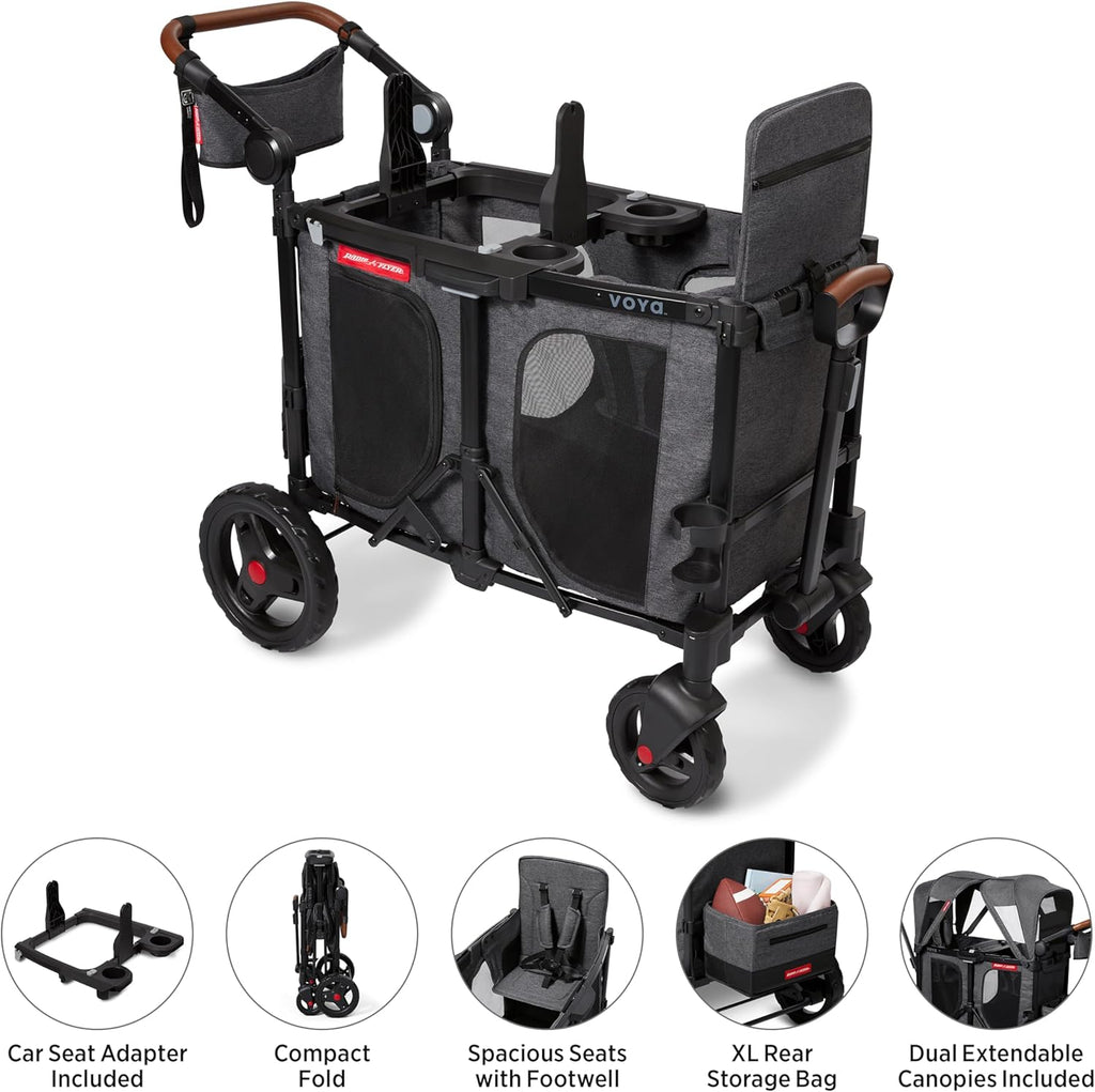 Stroller Wagon, 4 Seater Wagon Stroller for Kids with Low Sides, Baby Stroller Wagon, Quad Stroller