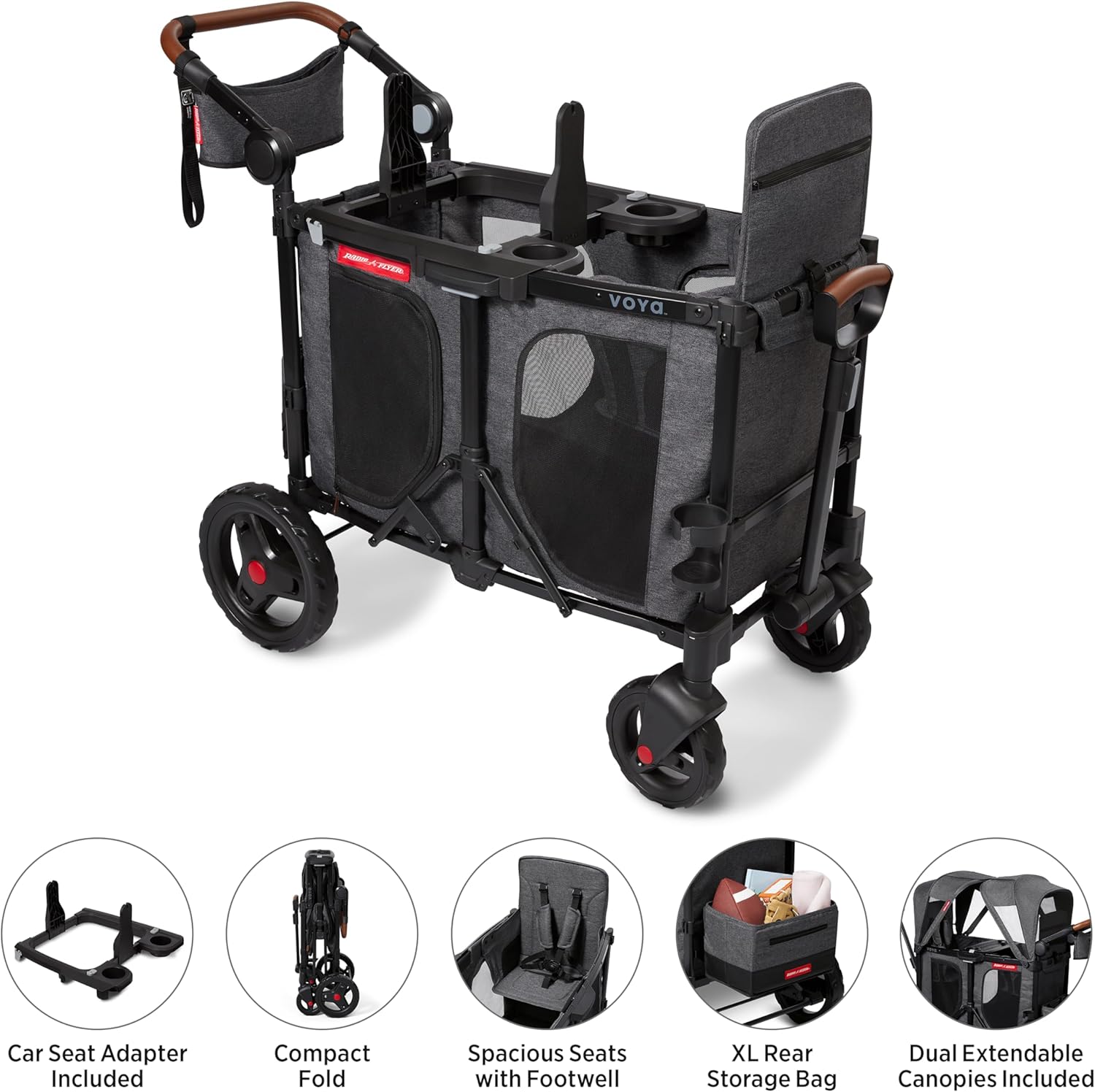 Stroller Wagon, 4 Seater Wagon Stroller for Kids with Low Sides, Baby Stroller Wagon, Quad Stroller