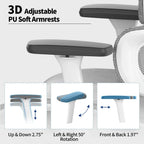 Ergo3D Ergonomic Office Chair �� High Back Mesh Desk Chair with 3D Adjustable Armrests, Wheels, for Home and Office (Black)