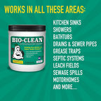 Bio-Clean natural drain cleaner, suitable for septic tanks and grease traps, environmentally friendly