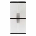 HDX Gray Plastic Freestanding Garage Cabinet, 35′′W x 71′′H x 18′′D, with Adjustable Shelves and Lockable Doors