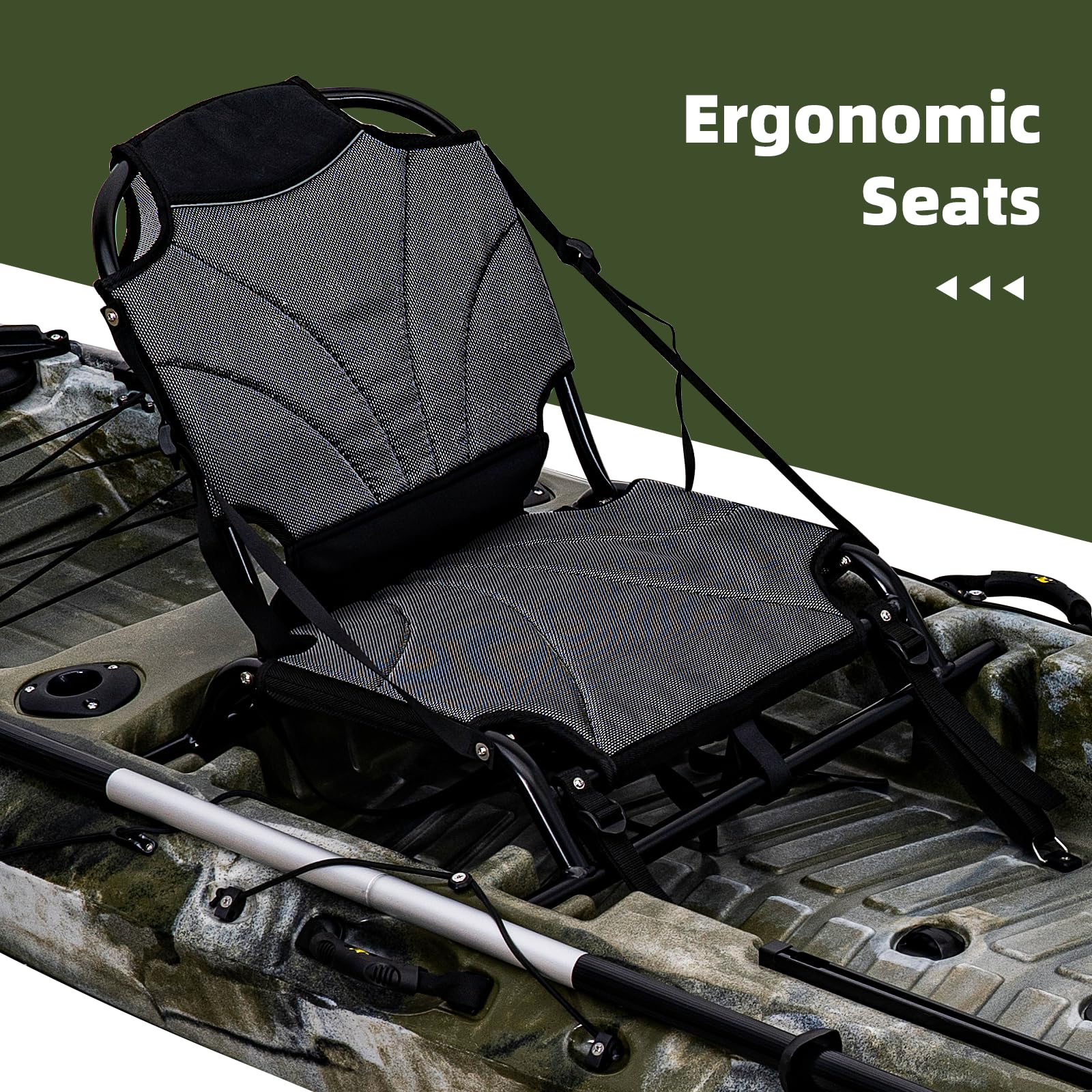 Garvee 13FT Fishing Kayaks, Sit on Top Kayak for Adults with Paddle Comfortable Seat, Capacity of 400LBS, Hard Shell Recreational Ocean Kayak Boat