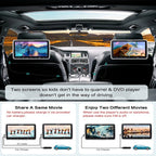 RICILAR 10.5′′ Dual Screen Portable Car DVD Player, HD, Multi-Format, Includes Headphones & Mounts