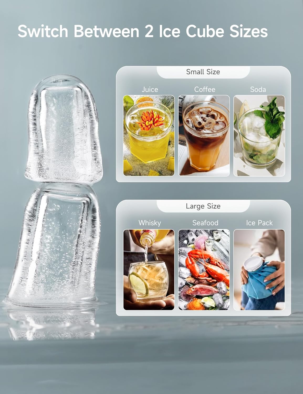 HiCOZY Ice Maker Countertop, Ice in 6 Mins with Self-Cleaning