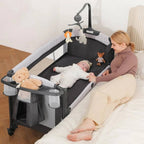 ELEMARA 4 in 1 Wide Baby Bassinet Bedside with Diaper Changer