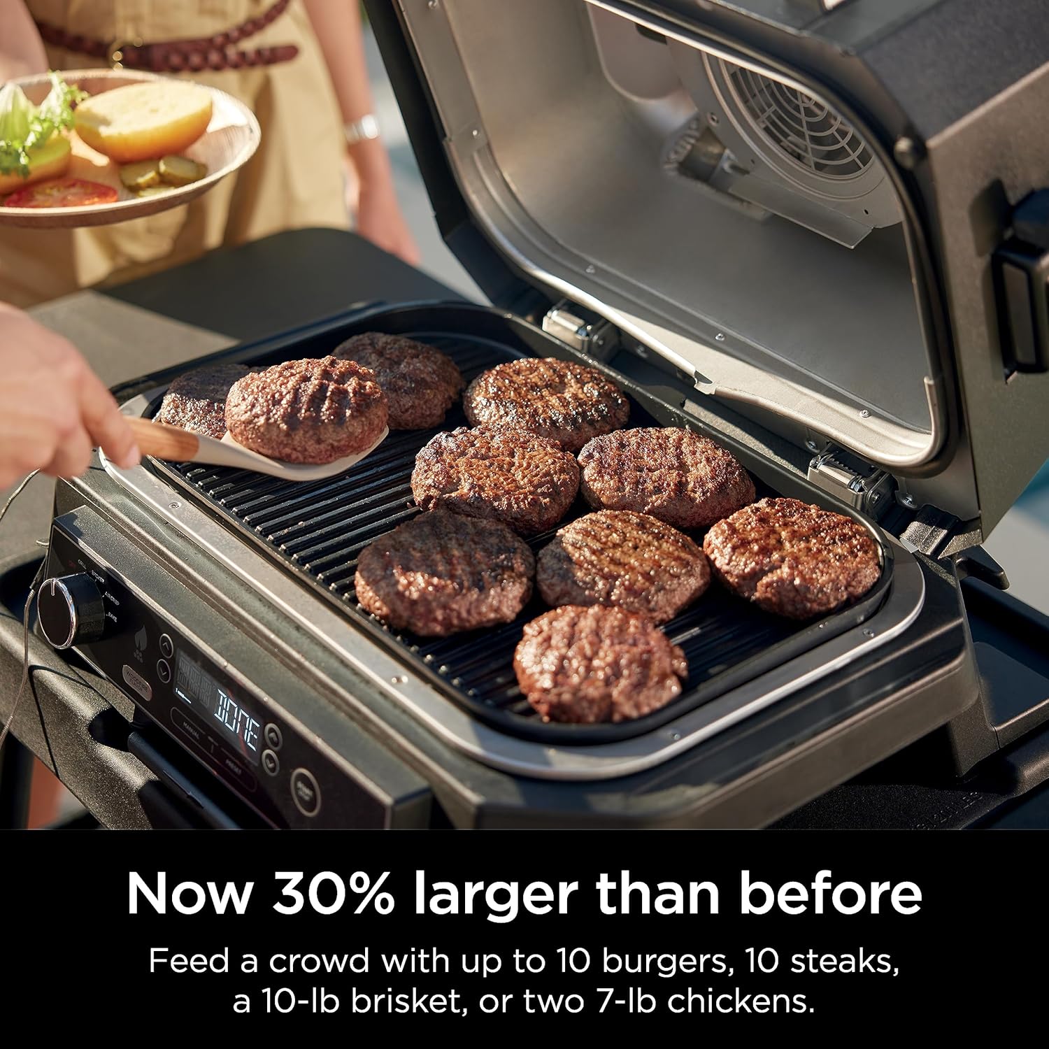 OG701 7-in-1 Outdoor Electric Grill & Smoker - Grill, BBQ, Air Fry, Bake, Roast, Dehydrate & Broil - Uses Woodfire Pellets - Portable & Weather Resistant