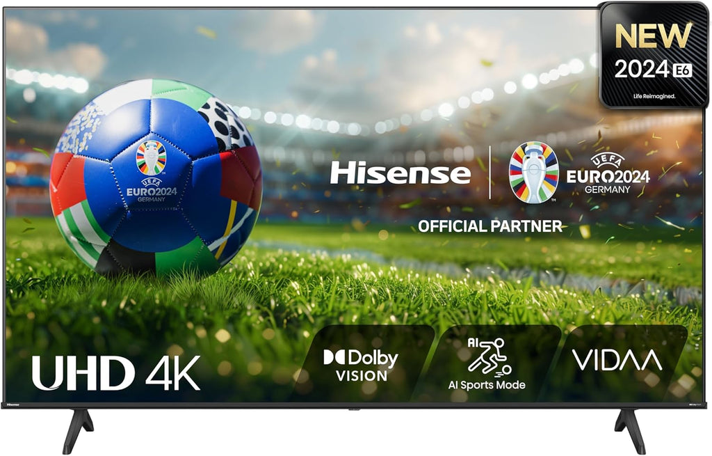 Hisense 55 Inch 4K Smart TV 55E6NTUK - Dolby Vision, Game Mode PLUS with 60Hz VRR ALLM, Smooth Motion, AI Sports Mode, Vidaa OS with Freely, Youtube, Netflix and Disney+ & Now TV (2024 Model)