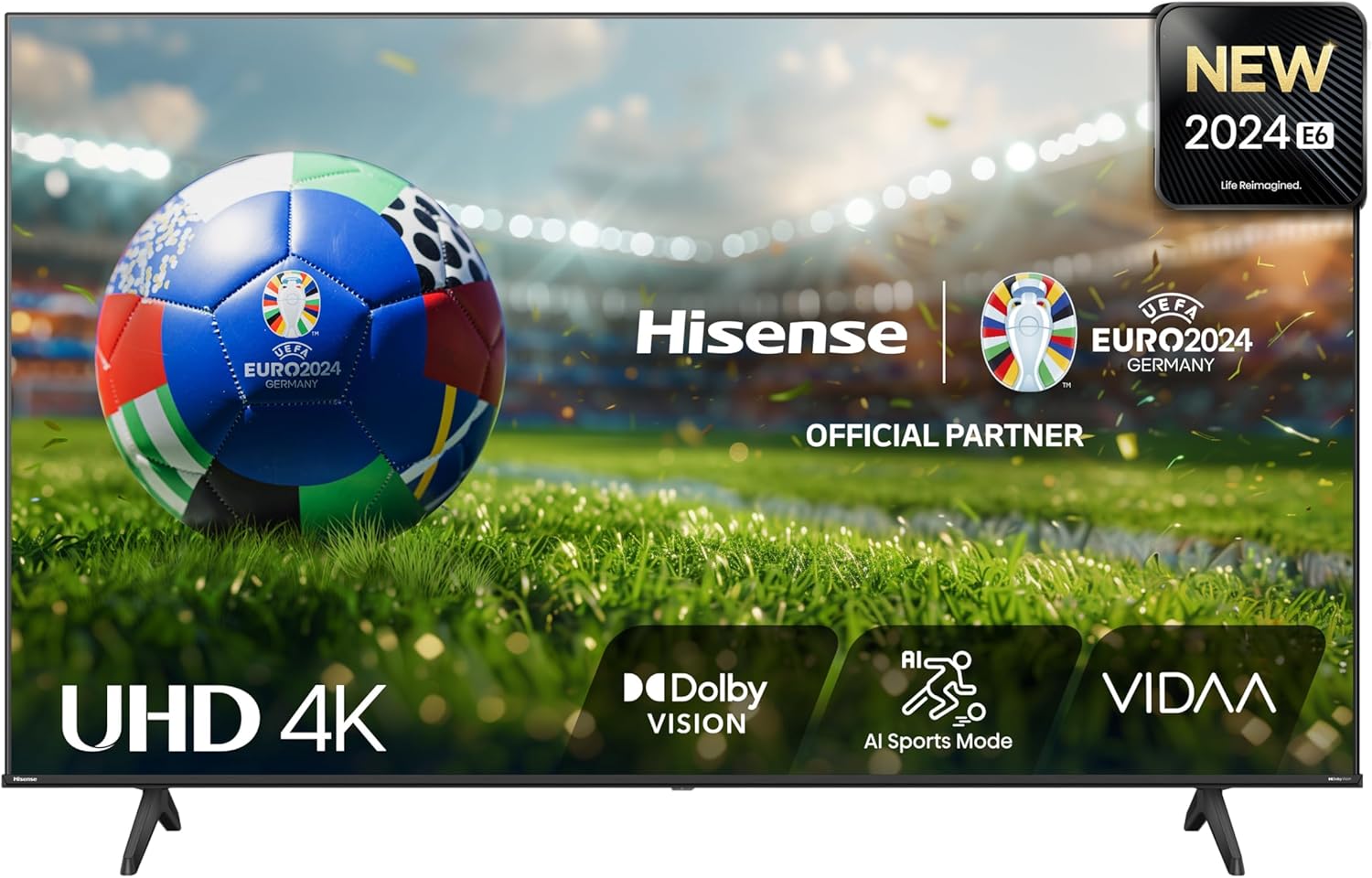 Hisense 55 Inch 4K Smart TV 55E6NTUK - Dolby Vision, Game Mode PLUS with 60Hz VRR ALLM, Smooth Motion, AI Sports Mode, Vidaa OS with Freely, Youtube, Netflix and Disney+ & Now TV (2024 Model)