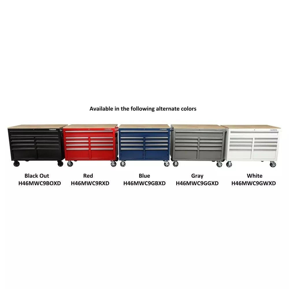 🔥46 in. W x 24 in. D 9-Drawer Gloss Black Deep Tool Chest Mobile Workbench