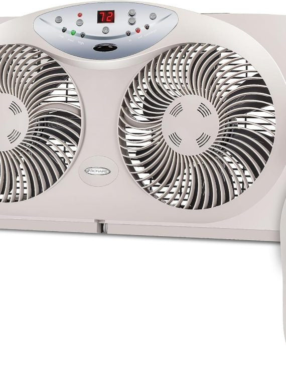 2025 Bionaire 8.5′′ Twin Window Fan with Reversible Airflow  3 Speeds  Remote Control