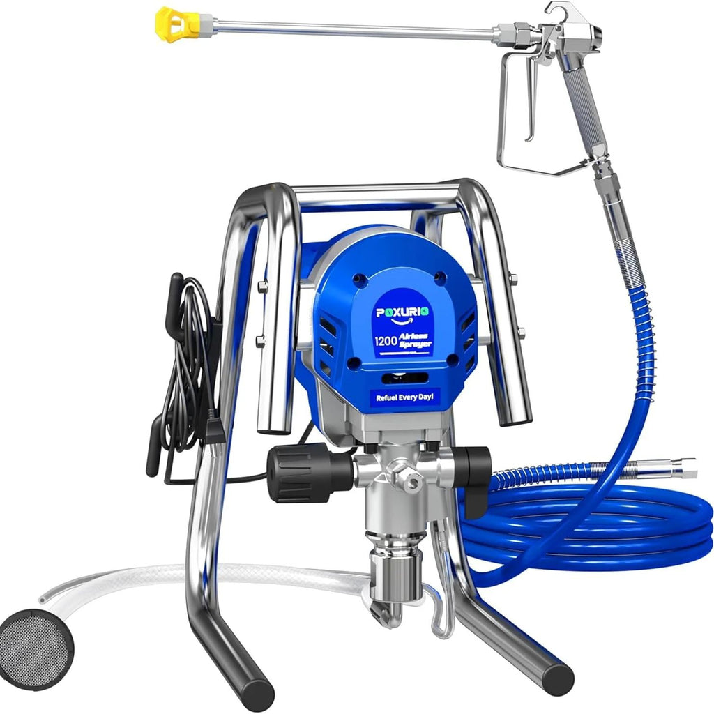 POXURIO 1200W Airless Paint Sprayer, 3300PSI High Efficiency Electric Paint Sprayer