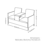 Rattan Love Seat Bench with Cushions