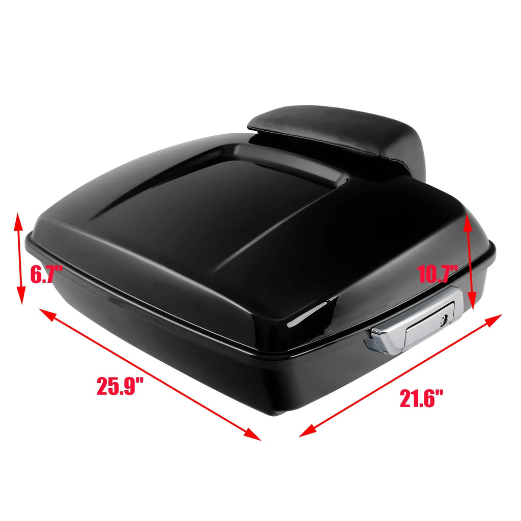 TCT-MOTORPARTS Chopped Tour Pack Pak Trunk w/Backrest & Mount Rack