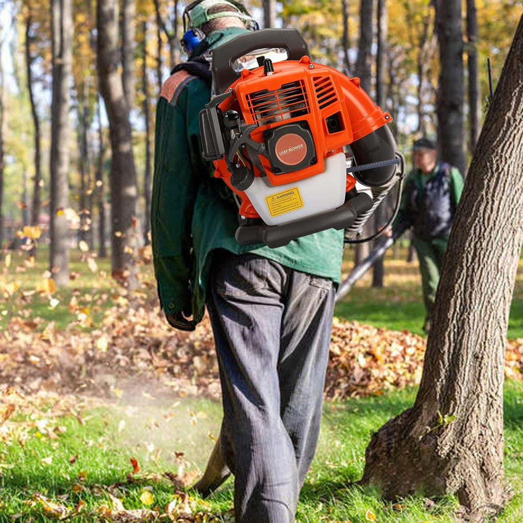 ZTGD Backpack Gas Powered Leaf Blower Gasoline Backpack Grass Blower with Air-Cooled