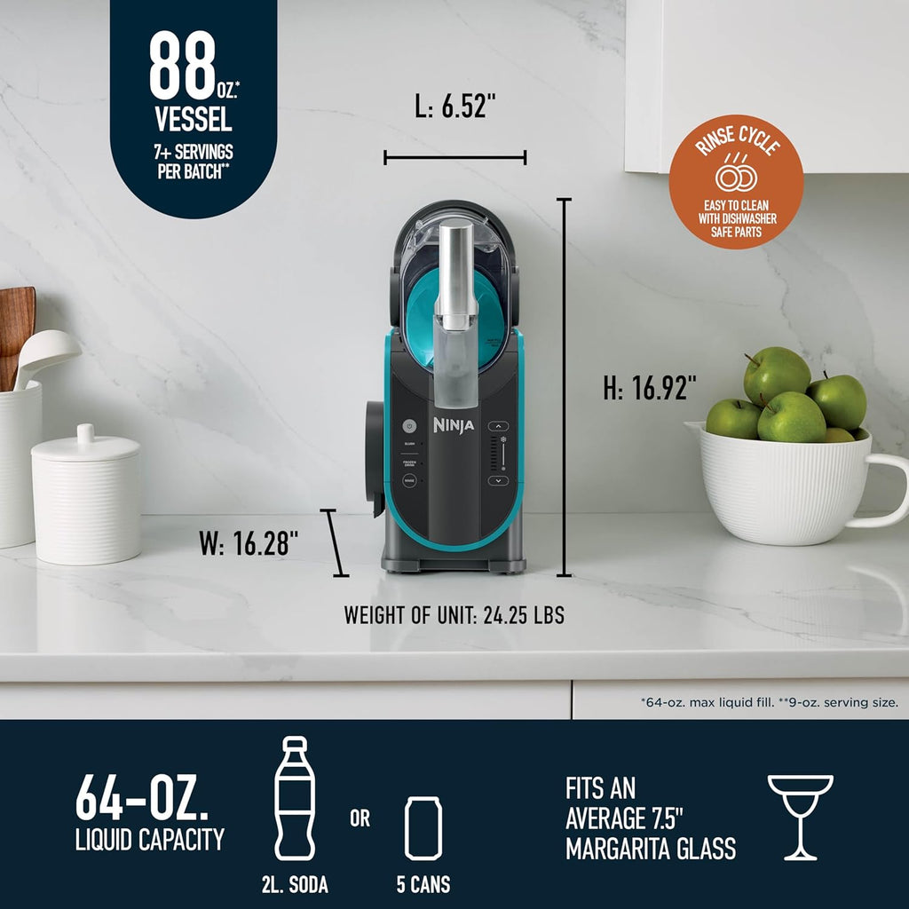 Ninja SLUSHi with RapidChill Technology, 88 oz. Frozen Drink & Slushie Machine, 5 Preset Programs, Margaritas, Frapps More, Premium Accents, Black, FS301