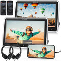 RICILAR 10.5′′ Dual Screen Portable Car DVD Player, HD, Multi-Format, Includes Headphones & Mounts