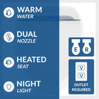 USPA 6800 Luxury Electric Bidet Seat for Elongated Toilets in White USPA6800-E