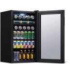 Beverage Refrigerator Cooler | 126 Cans Free Standing with Right Hinge Glass Door | Mini Fridge Beverage Organizer Perfect For Beer, Wine, Soda, And Cooler Drinks