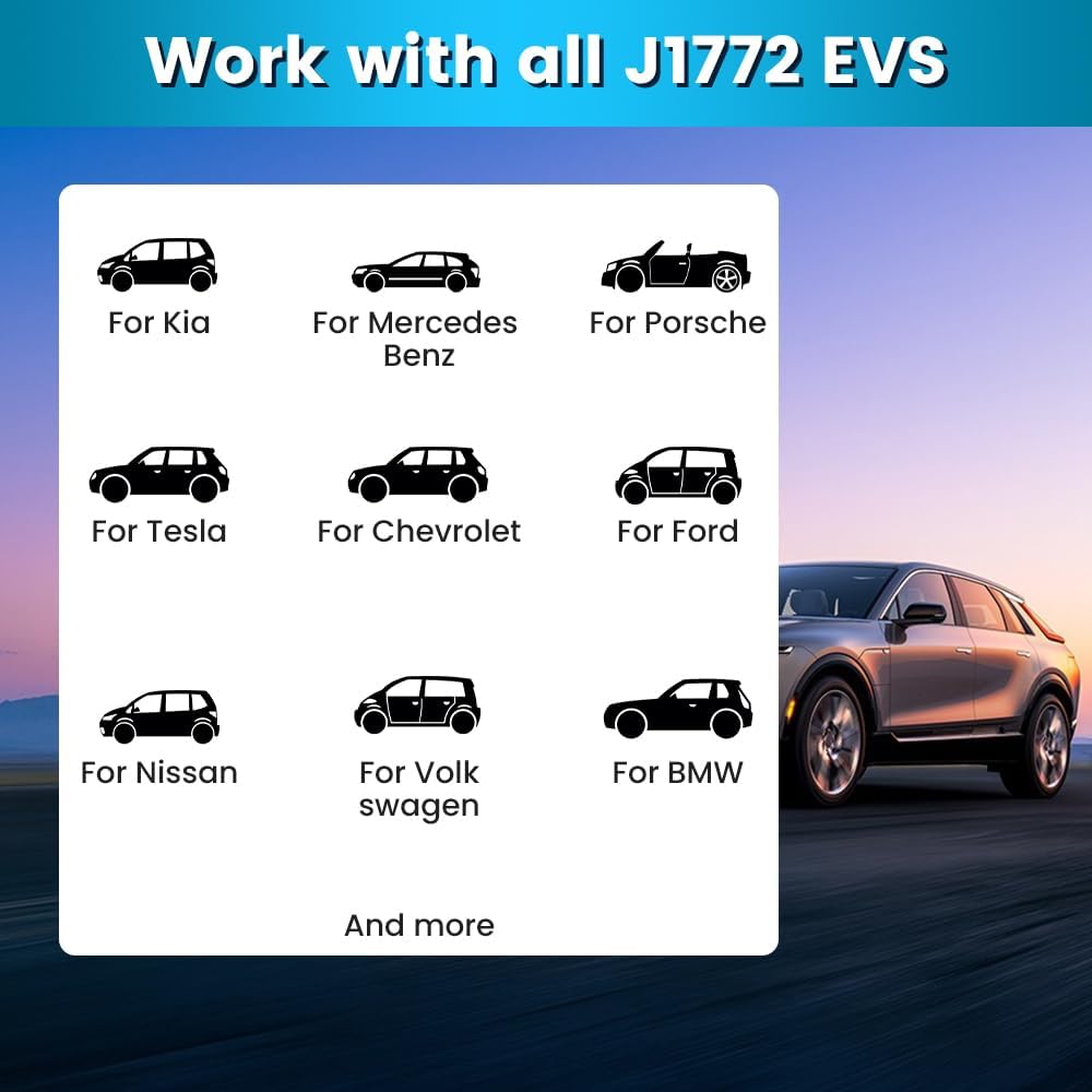 J Junsun Portable Level 1 and Level 2 EV Charger 240V 32A (7.68kw)