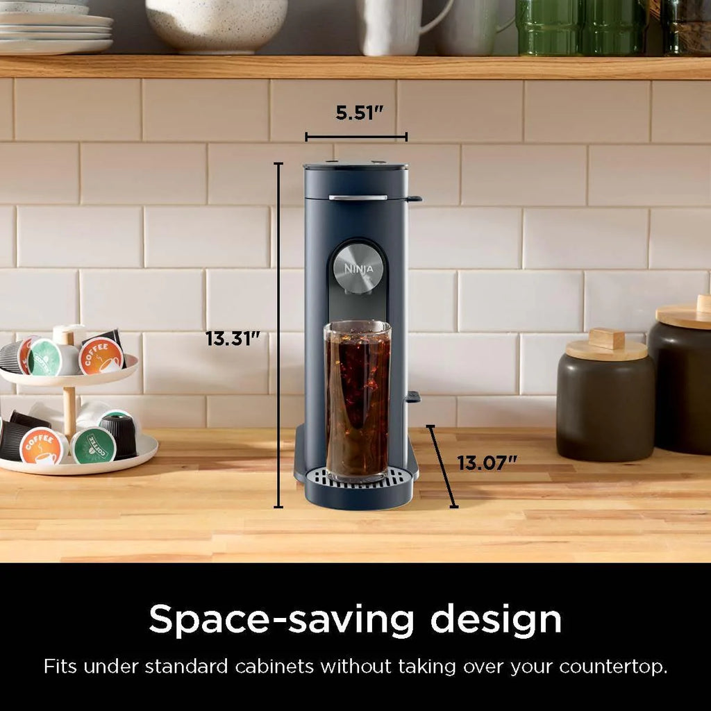 Ninja Pods & Grounds Single-Serve Coffee Maker, K-Cup Pod Compatible, Brews Grounds, Compact Design, 56-oz. Reservoir, 6-oz. Cup to 24-oz. Travel Mug Brew Sizes, Iced Coffee Maker, Stone, PB041ST