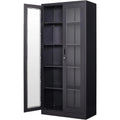 PEUKC Display Cabinet with Glass Doors, Curio Cabinets with 4 Adjustable Shelves