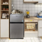 g Mini Fridge with Freezer, 3.1 Cu.Ft Small Refrigerator, Compact Refrigerator with LED Light, 2 doors, Mini Fridge for Bedroom, Office, Dorm, RV, Garage, Stainless Steel Sliver -HPVFR310