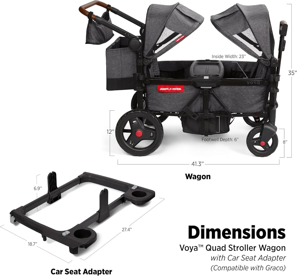 Stroller Wagon, 4 Seater Wagon Stroller for Kids with Low Sides, Baby Stroller Wagon, Quad Stroller