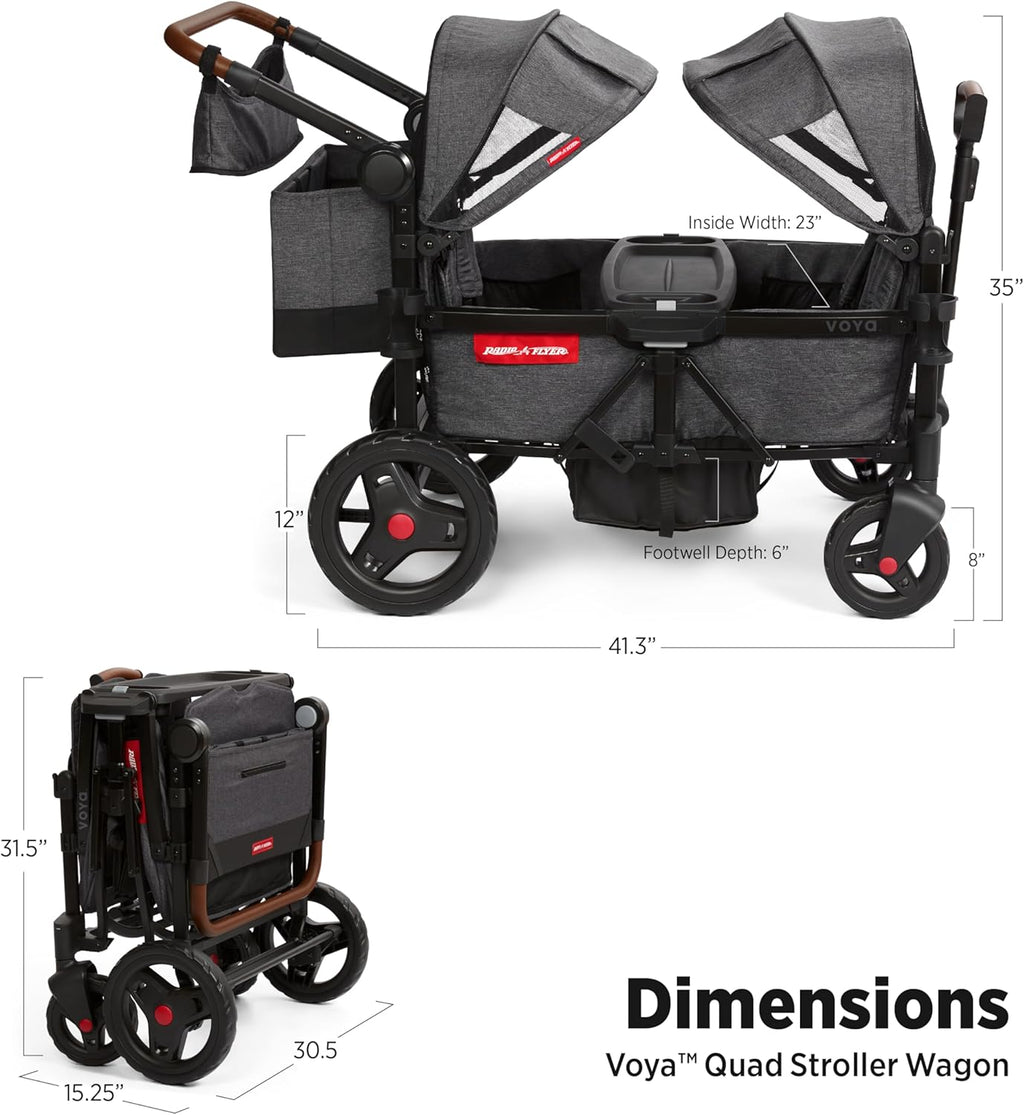 Stroller Wagon, 4 Seater Wagon Stroller for Kids with Low Sides, Baby Stroller Wagon, Quad Stroller