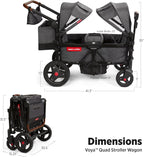 Stroller Wagon, 4 Seater Wagon Stroller for Kids with Low Sides, Baby Stroller Wagon, Quad Stroller