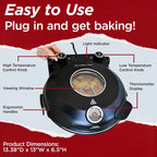 Electric Pizza Oven with Ceramic Stone, Viewing Window, Adjustable Heat Control, Timer and 1200W Baking Power, DIY Homemade Pizzeria, Large 12�� Pie Capacity (Black)