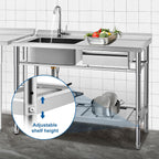 YORKING Stainless Steel Utility Sink, Free Standing Single Bowl Kitchen Sink