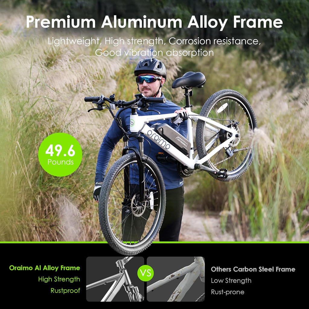 Adult Electric Bike, 350W BAFANG Motor (500W Peak), 4A 3H Fast Charging, 468Wh Li-Ion Battery, 21 Speed Gears, Air Saddle, 45 Miles 20 MPH 26" Mountain Bike Electric Bike